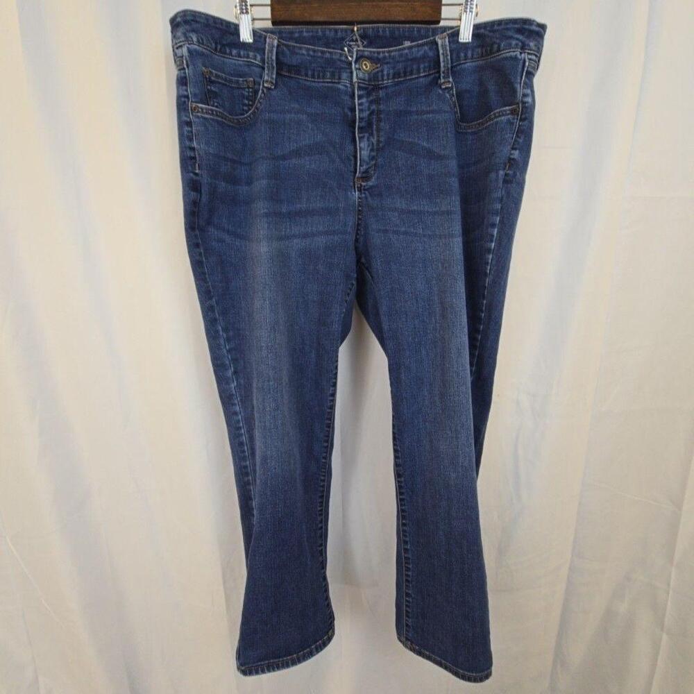 St. John's Bay Jeans Womens 18W Plus Blue Medium Wash Straight Stretch Denim